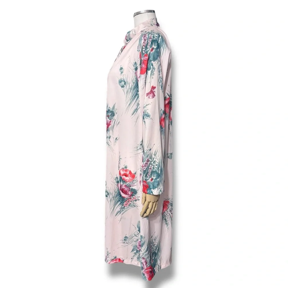 TRAVEL-LITE Pink Floral Zip Front Short Robe Cover Up VINTAGE